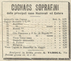 Cognacs Soprafini - A. Taboga - Pubblicità 1891 - Advertising - Pubblicitari