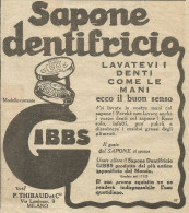 Sapone Dentifricio GIBBS - Pubblicità 1928 - Advertising - Reclame