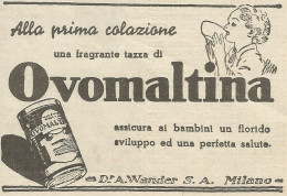 Ovomaltina Alla Prima Colazione - Pubblicità 1949 - Advertising - Reclame