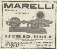 Marelli - Elettropompe Per Irrigazione - Pubblicità 1930 - Advertising - Advertising