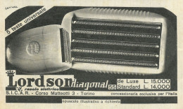 Rasoio Elettrico Lordson Diagonal - Pubblicità 1955 - Advertising - Publicités