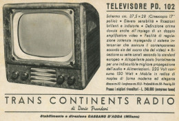 Televisore Trans Continents Radio - Pubblicità 1953 - Advertising - Reclame