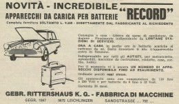 Apparecchi Da Carica Per Batterie RECORD - Pubblicità 1966 - Advertising - Reclame