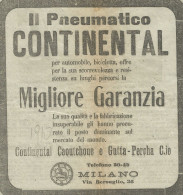 Pneumatico CONTINENTAL - Pubblicità 1910 - Advertising - Reclame