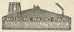 Emissions Radio - Paris - Pubblicità 1934 - Advertising - Advertising