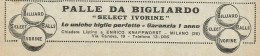 Palle Da Bigliardo Select Ivorine - Pubblicità 1925 - Advertising - Publicités
