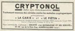 CRYPTONOL Sulfate Neutre D'Ortho-Oxyquinoleine - Pubblicità 1934 - Advert. - Advertising