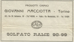 Prodotti Chimici Giovanni Macciotta - Torino - Pubblicità 1934 - Advertis. - Reclame