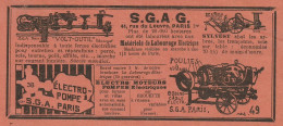 Matèriels De Labourage Electrique S.G.A.G._Pubblicità 1934 - Advertising - Reclame