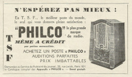 Radio PHILCO - Pubblicità 1934 - Advertising - Publicités