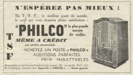 Radio PHILCO - Pubblicità 1934 - Advertising - Reclame