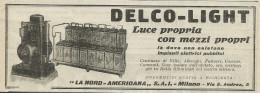 DELCO-LIGHT Luce Propria Con Mezzi Propri - Pubblicità 1925 - Advertising - Publicités