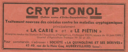 CRYPTONOL Sulfate Neutre D'Ortho-Oxyquinoleine - Pubblicità 1934 - Advert. - Advertising