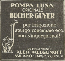 Pompa LUNA Per Irrigazione - Bucher-Guyer - Pubblicità 1934 - Advertising - Advertising