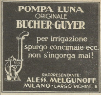 Pompa LUNA Per Irrigazione - Bucher-Guyer - Pubblicità 1934 - Advertising - Advertising