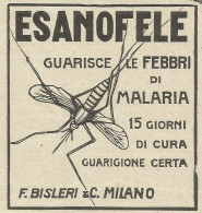 ESANOFELE Guarisce La Malaria - Pubblicità 1915 - Advertising - Publicités