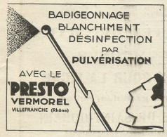 Presto Vermorel - Villefranche - Pubblicità 1934 - Advertising - Reclame