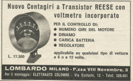 Contagiri Per Vetture REESE - Lombardo - Pubblicità 1967 - Advertising - Reclame