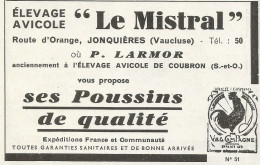 Elevage Avicole "Le Mistral" - Coubron - Pubblicità 1961 - Advertising - Publicités