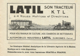 LATIL Son Tracteur KTL - Pubblicità 1934 - Advertising - Advertising