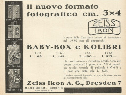Apparecchi Fotografici ZEISS IKON - Pubblicità 1931 - Advertising - Publicidad