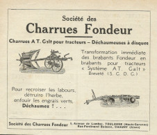 Charreus A T. Galt Pour Tracteurs - Pubblicità 1934 - Advertising - Publicidad