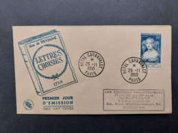 FDC 1950 N° 874 Mme De Sévigné Du 25/11/1950 Hôtel Carnavalet - 1950-1959