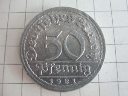 Germany 50 Pfennig 1921 F - 50 Renten- & 50 Reichspfennig