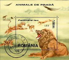 Löwen 2000 Rumänien Block 316 O 3€ Raub-Katze Bei Der Jagd Bloque Hoja Fauna Bloc WWF S/s Wildlife Sheet Bf Romania - Oblitérés