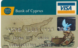 CYPRUS - Map, Bank Of Cyprus Visa, 04/97, Used - Credit Cards (Exp. Date Min. 10 Years)