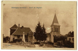 Chevagny Sur Guye - Place De L'Eglise (monument Aux Morts, Puits) Circ 1937, Cachet Hexagonal Perlé - Other & Unclassified