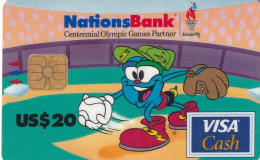 USA - Atlanta 1996 Olympics/Softball, NationsBank Visa, Used - Tarjetas De Crédito (caducidad Min 10 Años)