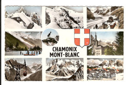 74  - CHAMONIX   MONT BLANC - Multivues -  Année 1959 - Chamonix-Mont-Blanc