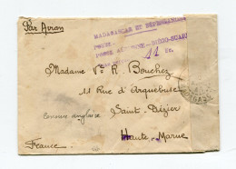 !!! MADAGASCAR, LETTRE PAR AVION DE 1945 POUR LA FRANCE TAXE PERCUE EN NUMERAIRE. CENSURE ANGLAISE - Brieven En Documenten