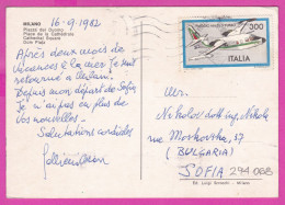 294068 / Italy - MILANO Piazza Del Duomo PC 1982 USED - 300 L Aircrafts PIGGIO 166DL3 TURBO Italia Italie Italien - 1981-90: Poststempel