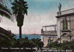 CARTOLINA  C14 TARANTO,PUGLIA-PARTICOLARE DEL "PALACE HOTEL" E CORAZZATA "DORIA" ALLA FONDA NELLA RADA-VIAGGIATA 1953 - Taranto