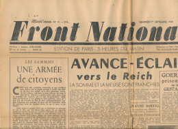 FRONT NATIONAL, Vendredi 1er Septembre 1944, N° 11, La Somme Et La Meuse Franchies, Hongrie, Stand De Tir D'Issy... - Informaciones Generales
