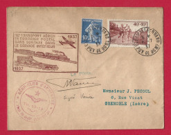 !!! PLI AÉRIEN DE CLERMONT-FERRAND DE 1937, SIGNÉ PAR LE PILOTE VANIER - 1927-1959 Storia Postale