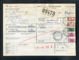 "ITALIEN" 1978, Auslands-Paketschein Nach Belgien, Frankatur ! (2046) - Impuestos