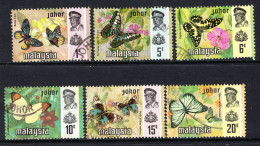 Malaysian States - Johore - 1971-78 Butteflies Short Set Used (SG 175-181) - No 2c Value - Johore