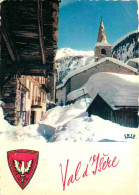 73 - Val D'Isère - Le Clocher Et Le Vieux Village - Blasons - Carte Dentelée - CPSM Grand Format - Voir Scans Recto-Vers - Val D'Isere
