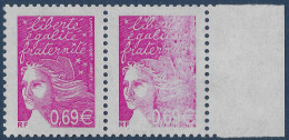 FRANCE Marianne De LUQUET N°3454** Paire 0.69 € Rose BDFeuille Impression Détruite à Normal SUPERBE & Signé CALVES - 1997-2004 Marianne Van De 14de Juli