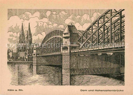 72831461 Koeln Rhein Dom Und Hohenzollernbruecke Kuenstlerkarte Koeln Rhein - Köln