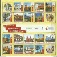 RO) 2016 COLOMBIA, ARCHITECTURE,BRIDGES, HERITAGES,TOWNS, LANDSCAPES,  PEOPLES HERITAGE OF COLOMBIA-HISTORY, BLOCK MNH - Colombie
