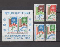 Mali 1980 Olympic Games Lake Placid Set Of 4 + S/s MNH - Winter 1980: Lake Placid