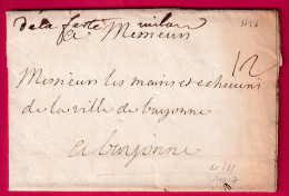 MARQUE MANUSCRIT LA FERTE MILON  AISNE 1736 LENAIN N°1 INDICE 17 POUR BAYONNE BASSES PYRENEES LETTRE - 1701-1800: Precursori XVIII