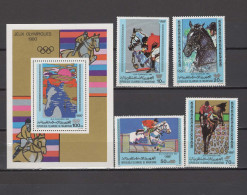 Mauritania 1980 Olympic Games Moscow, Equestrian Set Of 4 + S/s MNH - Summer 1980: Moscow