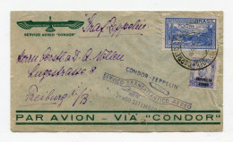 !!! BRESIL, LETTRE DE RIO POUR FRIBOURG CACHET CONDOR ZEPPELIN SERVICE TRANSATLANTIQUE 2E VOL SEPTEMBRE 1932 - Poste Aérienne