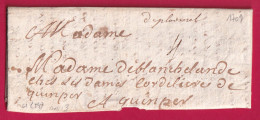 MARQUE MANUSCRIT DE PLOERMEL MORBIHAN 1709 LENAIN N°1 INDICE 13 POUR QUIMPER FINISTERE LETTRE - 1701-1800: Vorläufer XVIII