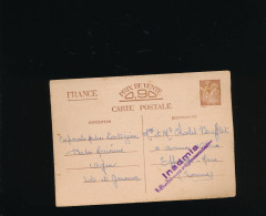 1941 - CARTE ENTIER Postal IRIS INADMIS "LIBELLE NON REGLEMENTAIRE" ! Lot Et Garonne Vers La Somme - Guerra De 1939-45